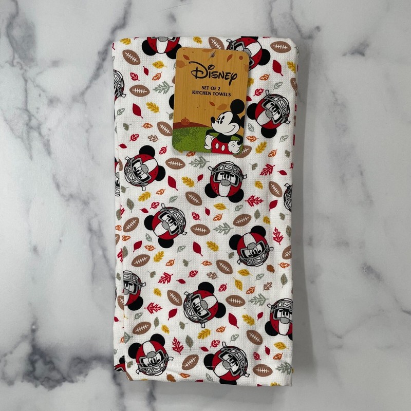 Disney Mickey Mouse Fall Football Kitchen Towels Set 2 Autumn Leaves Football gallery