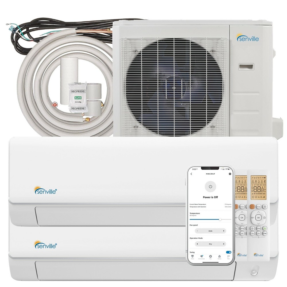 36000BTU Dual Zone Ductless Mini Split Air Conditioner 2x18000BTU - SEER 23