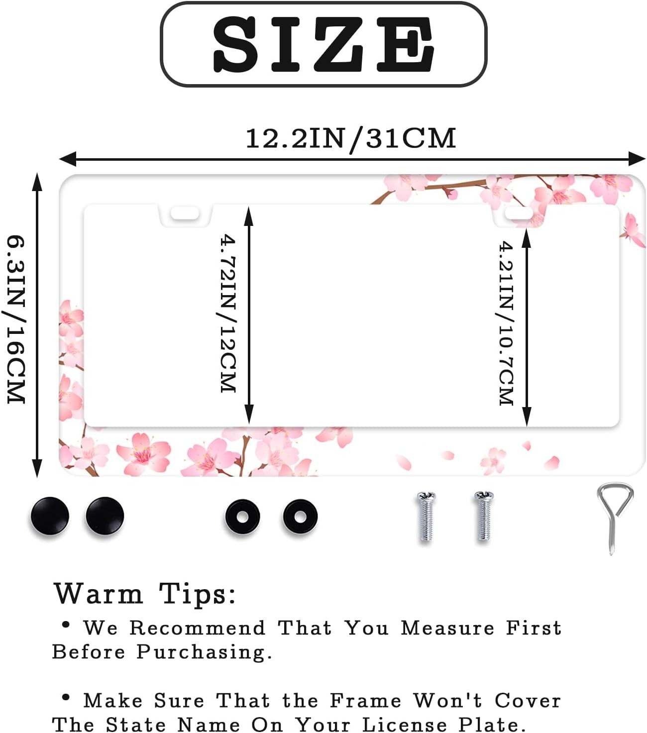License Plate Frame for Women 2 Pack Cute Flower License Plate Co Color: White gallery