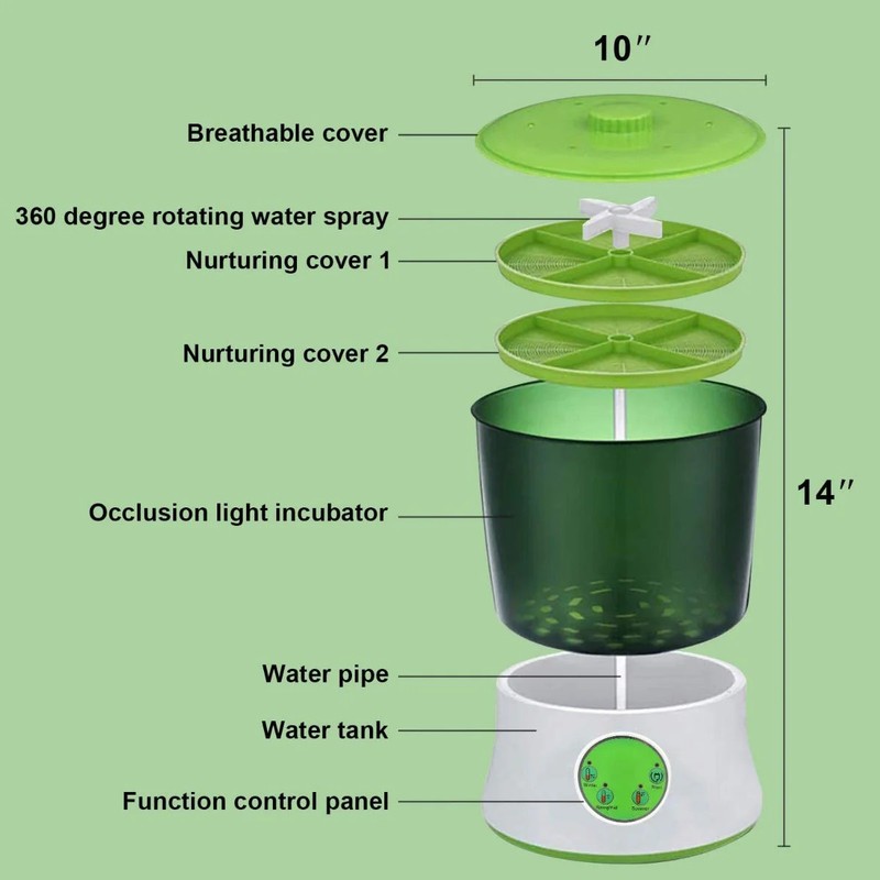 Bean Sprouter Machine, Plastic, Green gallery