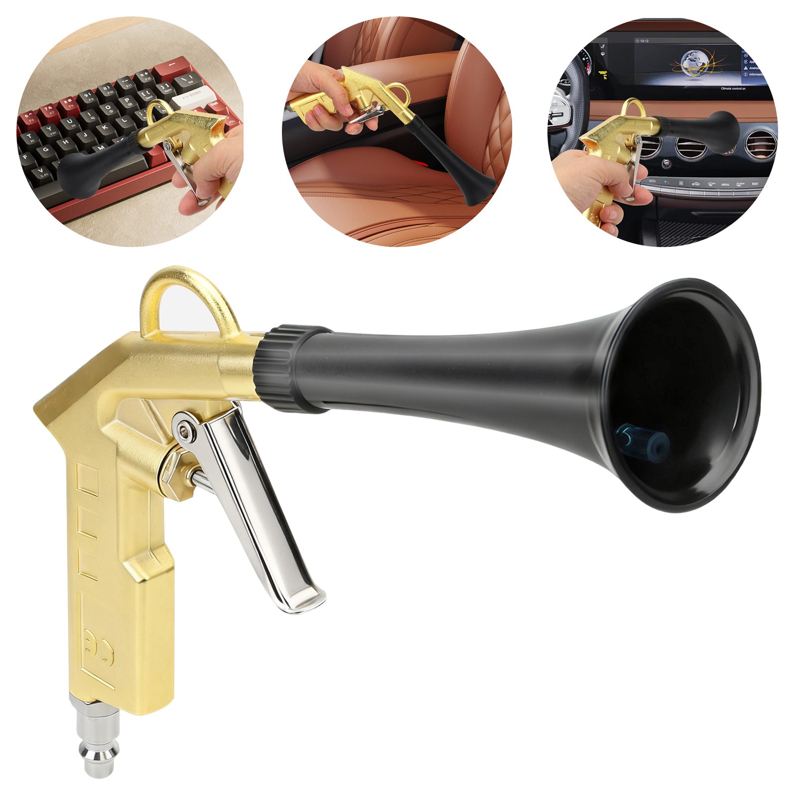 High-Pressure Car Interior Cleaning Gun 360° Rotating Tip 1/4" Nozzle Vents Gaps gallery
