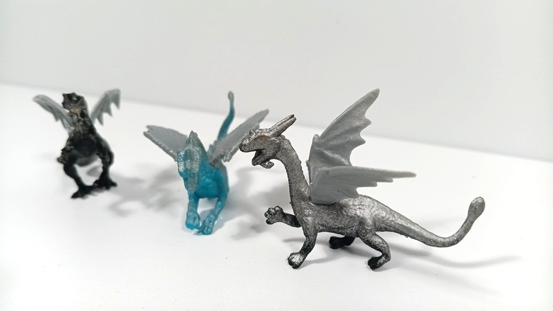 Mini Dragon Toy Figures Plastic Rubbery Set of 3 Miniature gallery