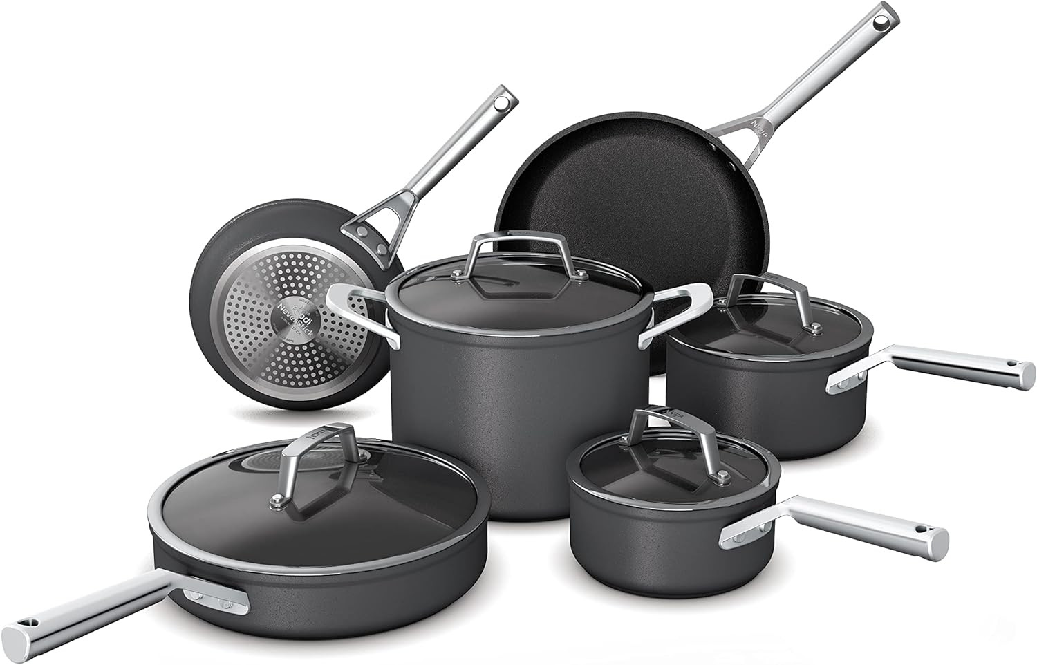 Neverstick Premium 10-Piece Nonstick Cookware Set, Oven Safe, Slate Grey gallery