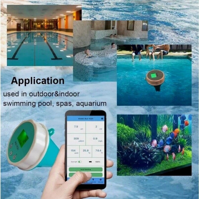 Smart Floating Swimming Pool Water Analyzer PH Chlorine EC TDS ORP TEMP Tester gallery