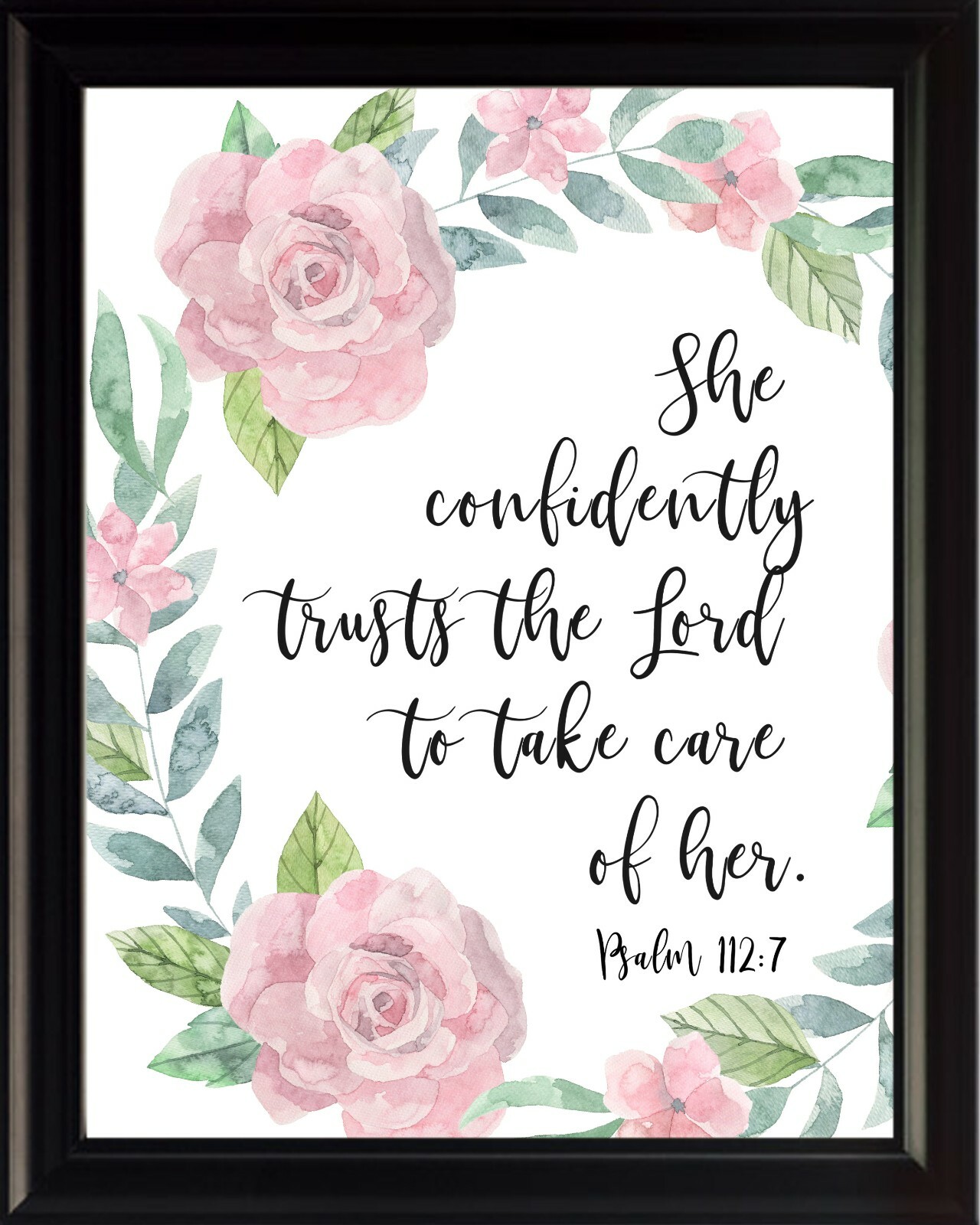 Psalm 112:7 She Confidently Poster Print Picture or Framed Wall Art gallery