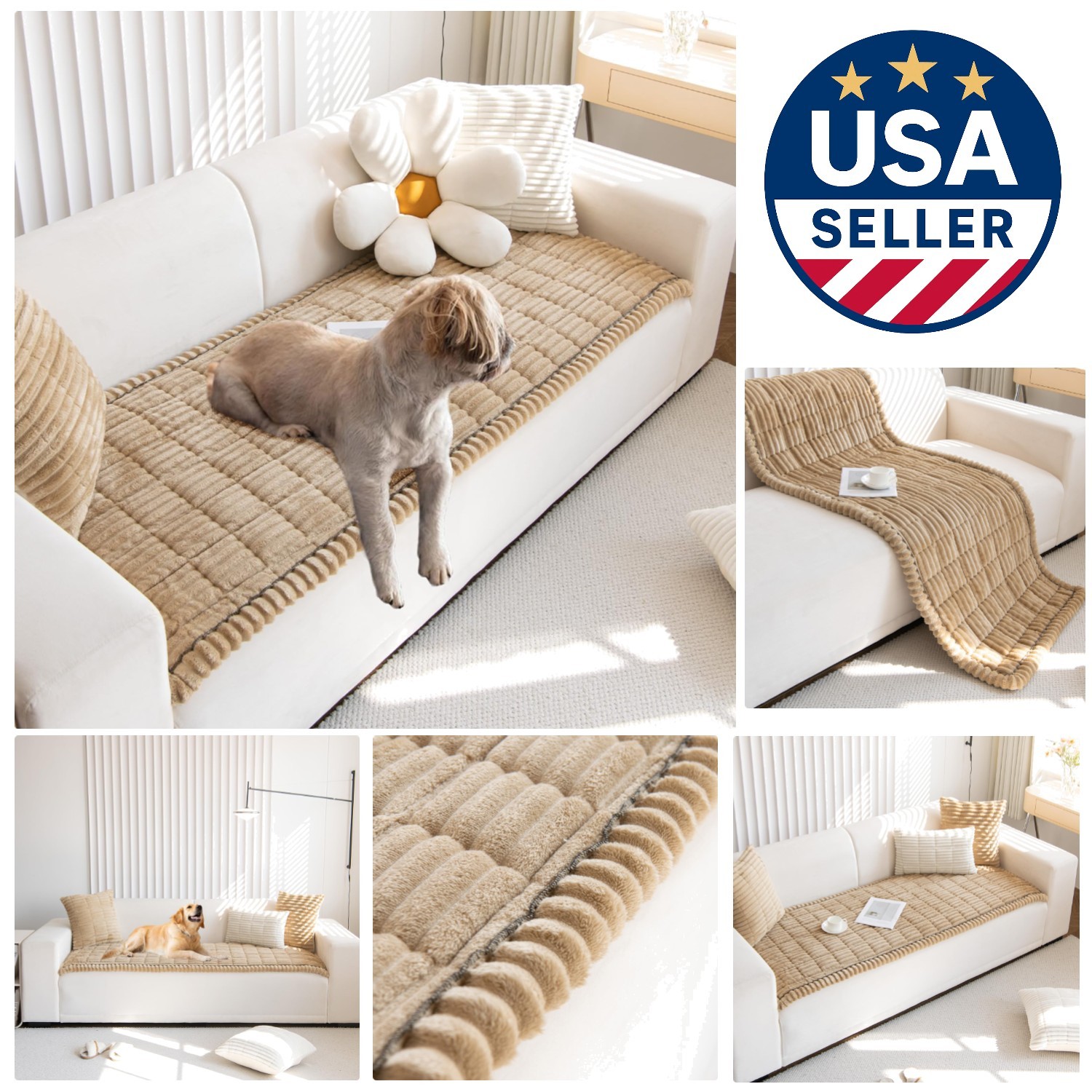 Non-Slip Fuzzy Pet Couch Cover, Washable & Durable Sofa Protector 27x47in gallery