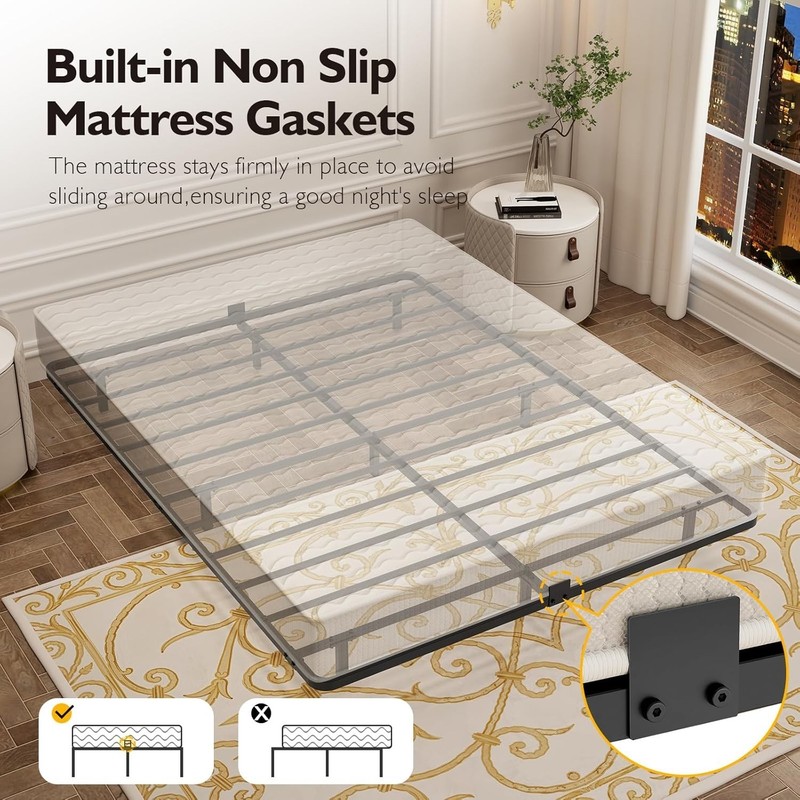 Queen Floating Bed Frame w/ LED Lights & USB Charging Station Metal Platform gallery