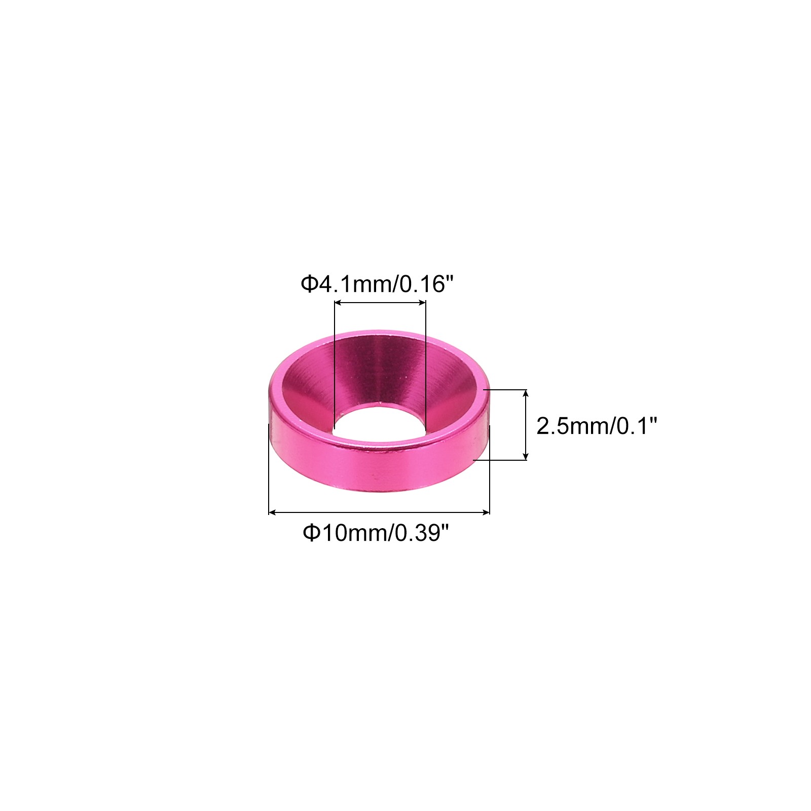 10pcs M4 Counterbore Washers, 10mm/0.39inch Aluminum Alloy for RC, Rose Red gallery