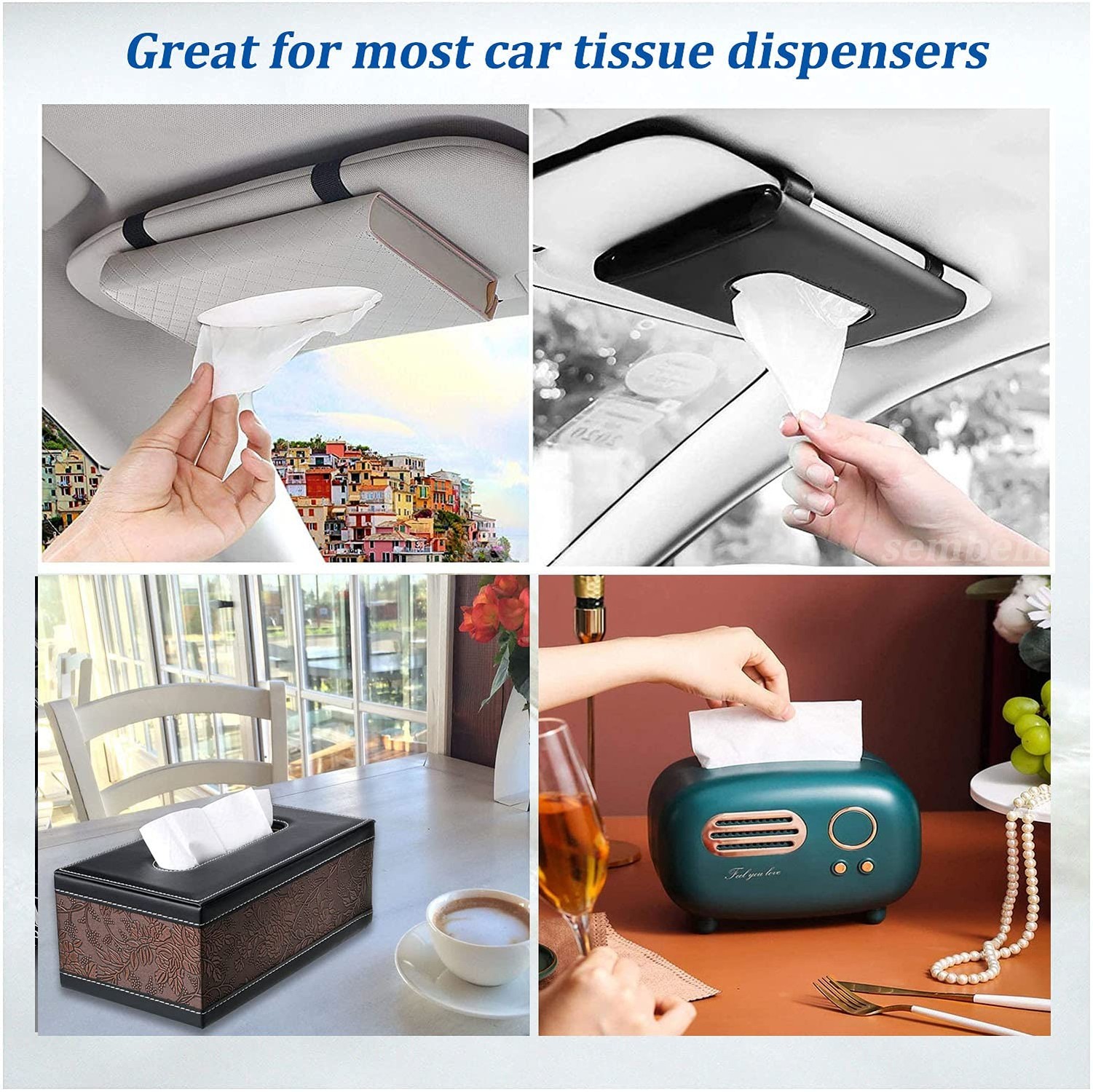 Car Tissue Refill, Tissues Travel Size Pack for Car or Purse, 15 Packets, 450... gallery