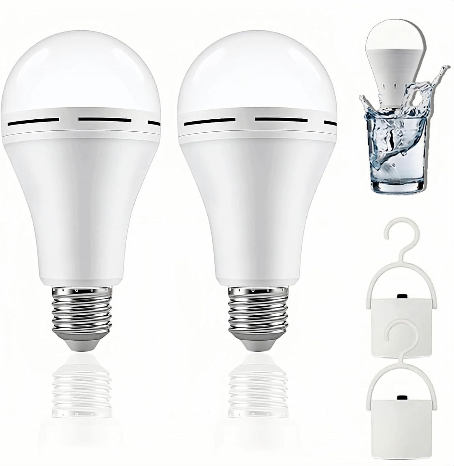 A19-6 Pack Rechargeable Emergency Light Bulbs, 12W,1200LM LED,For Family,E27/E26 gallery