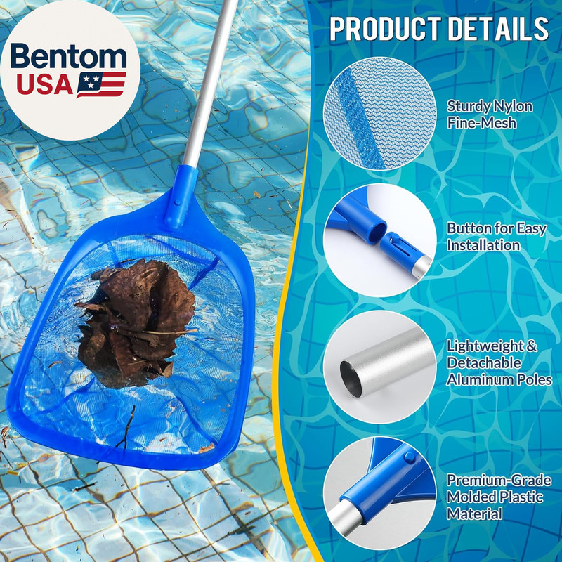 Pool Skimmer Net, Deep Pool Leaf Net with Reinforced Frame, Large Capacity Rake gallery