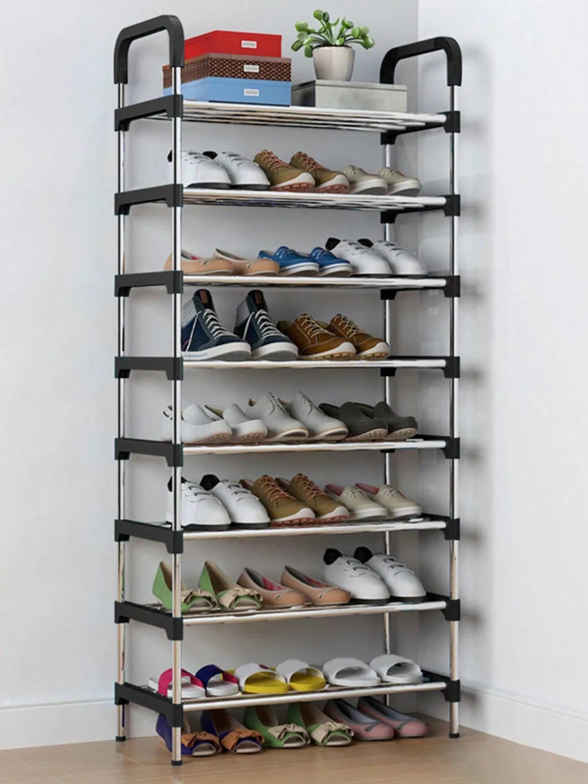 8 Tier Shoe Rack Organizer Stainless Steel Adjustable Closet Storage Stand Shelf gallery