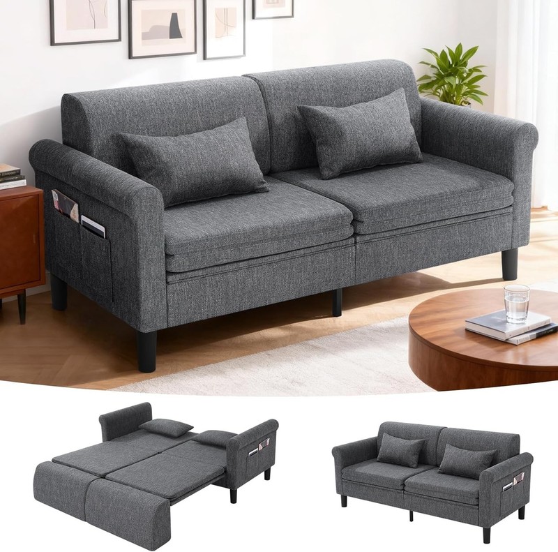 2Types Wide Loveseat Sleeper Sofa, 6-in-1 Convertible Sofa Bed,Pull Out Couch~✅ gallery