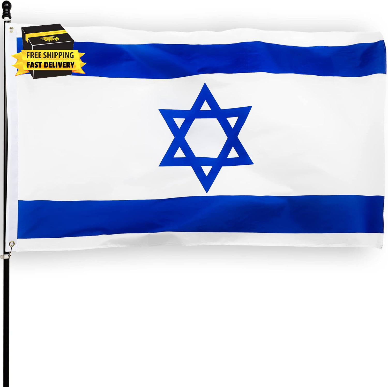 DANF Israel Flag 3X5 Ft Thick Polyester, Fade Resistant, Brass Grommets, Canvas gallery