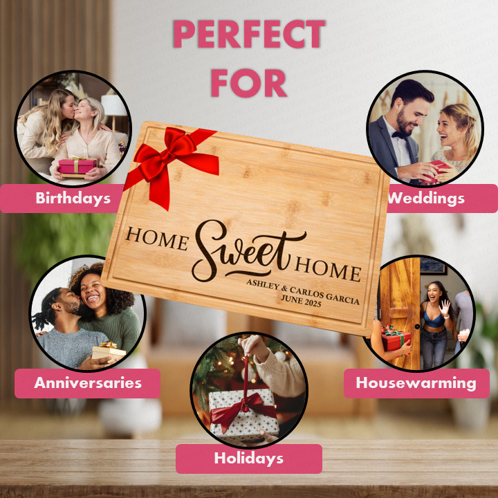 Custom Personalized Engraved Bamboo Cutting Charcuterie Board Home Housewarming gallery