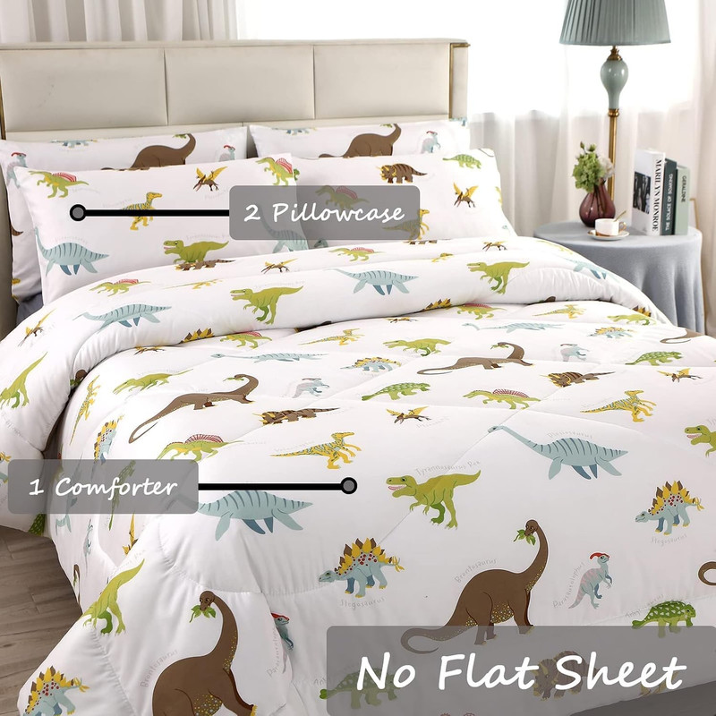 3Pcs Dinosaur Bedding Comforter Set, Dinosaur White Base Queen Comforter Set,All gallery