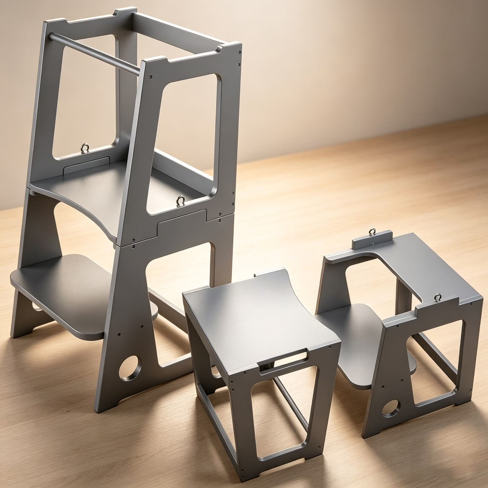 2-in-1 Design Toddler Step Stool with Safety Rail for Bathroom and Kitchen gallery