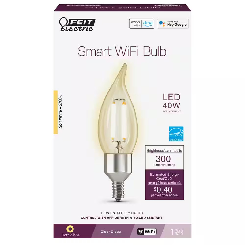 40-Watt Equivalent CA10 E12 LED Dimmable Smart Home Wi-Fi Connected Wireless Lig gallery