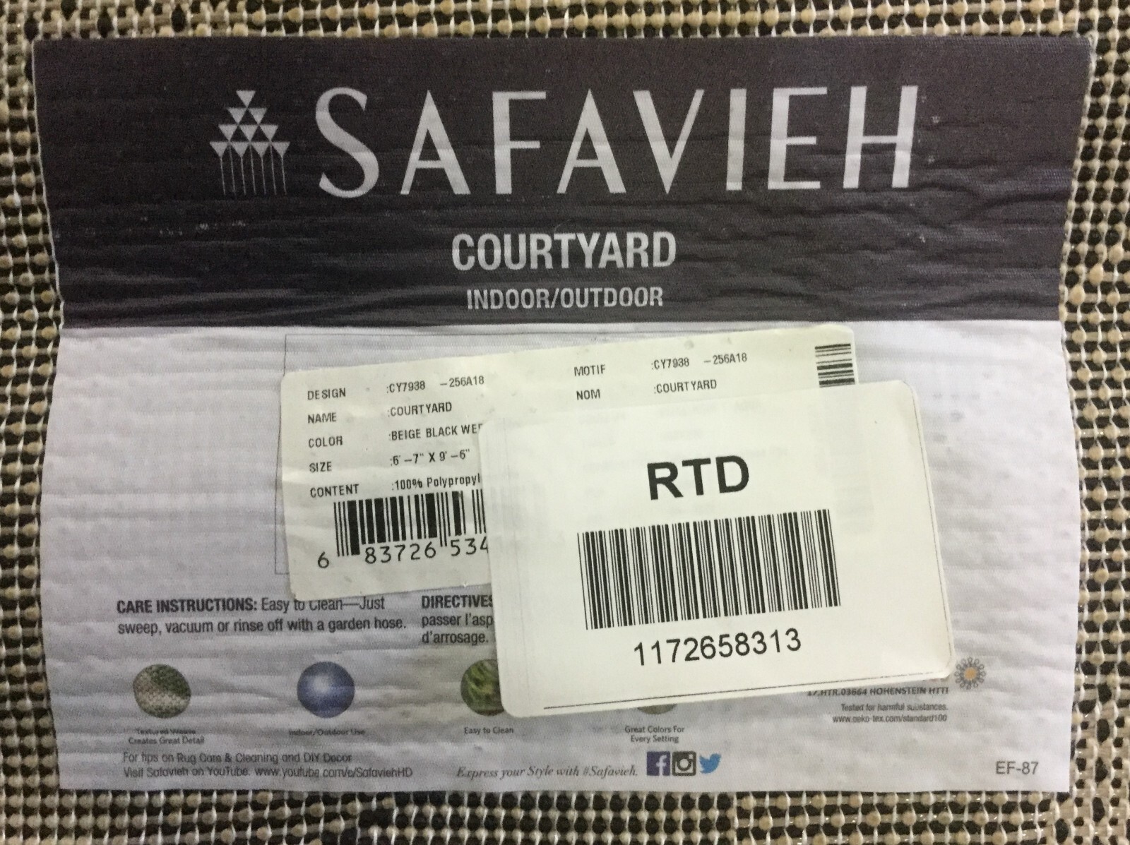 IVORY / BLACK 6'-7" X 9'-6" Damaged Rug Reduced Price 1172658313 CY7938-256A18-6 gallery