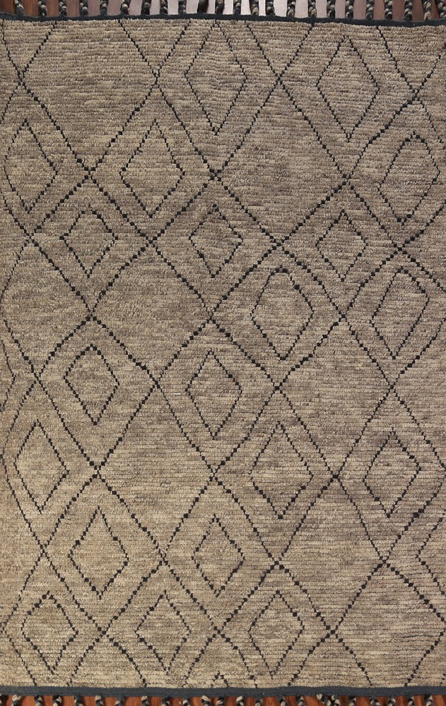 Custom Luxury Hand-Knotted Moroccan Wool Rug Modern Home Decor 6x9 ft
