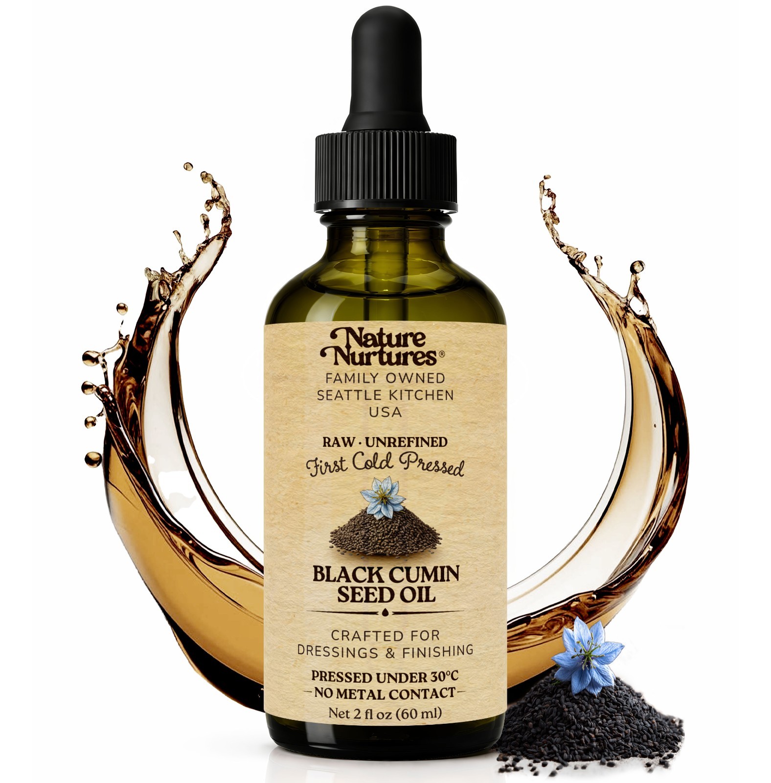 Black Cumin Oil Cooking Raw Unrefined First Cold-Pressed Below 30C Made in USA gallery