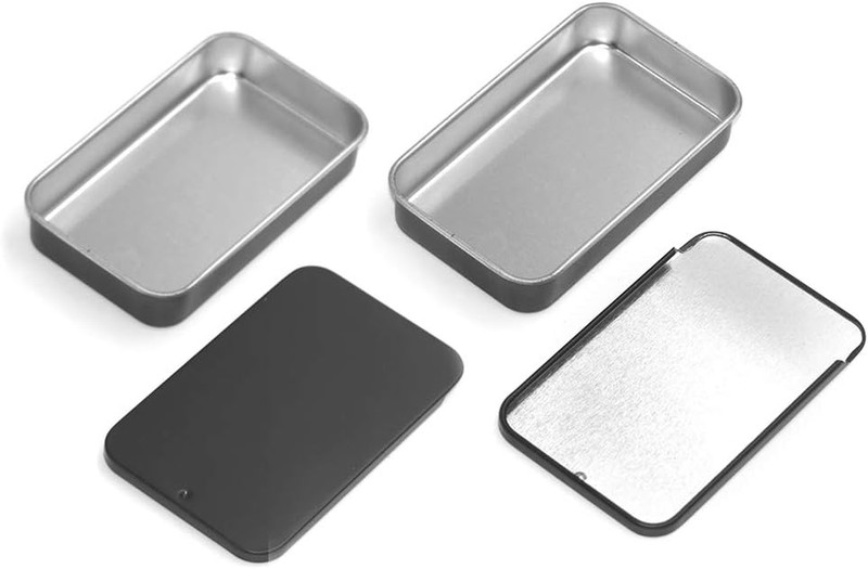 6 Pack Metal Rectangular Sliding Lid Tin Boxes Black, Containers Portable Box Sm gallery