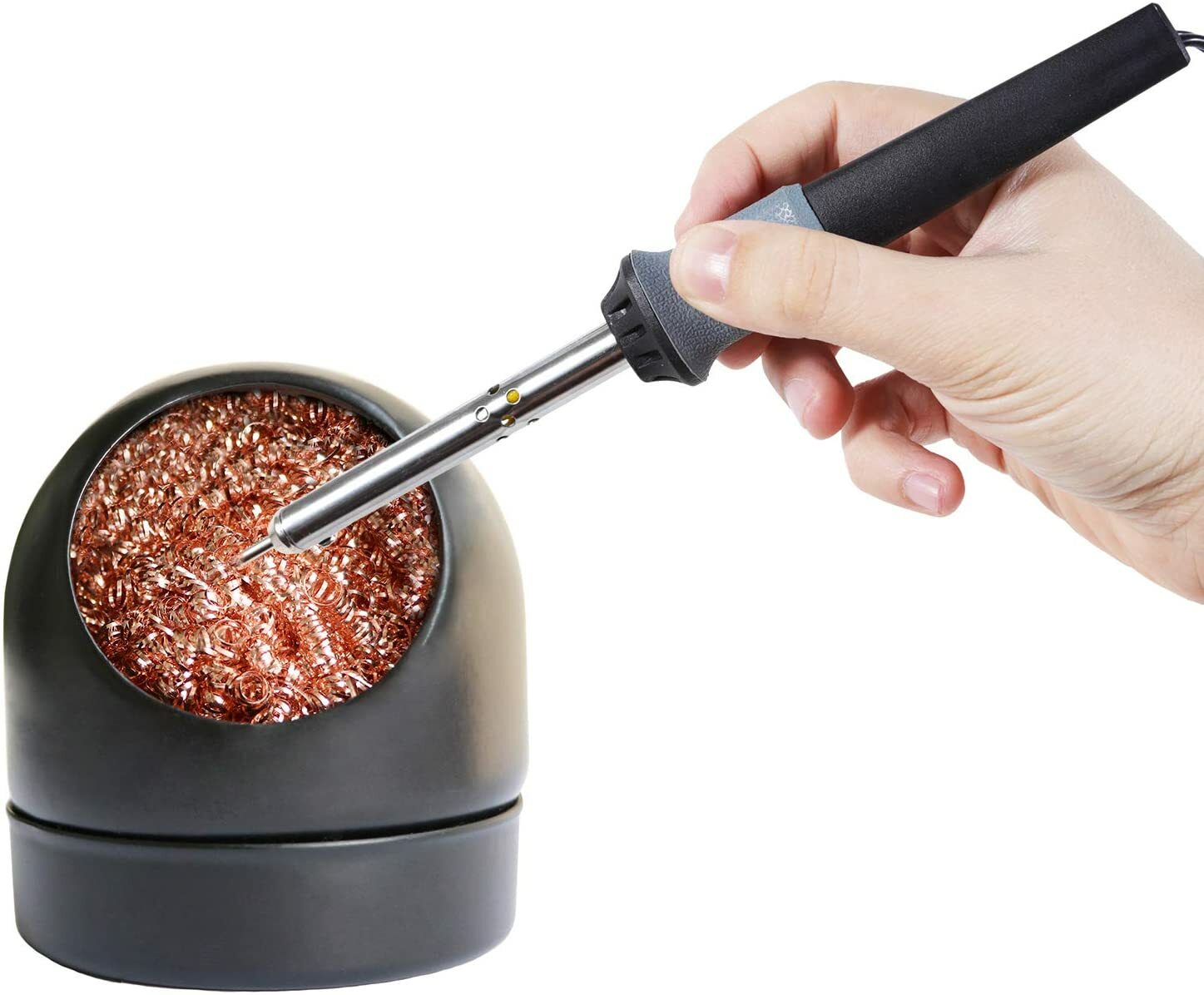 Soldering Iron Tip Cleaner with Copper Wire Ball & Metal Base Holder gallery