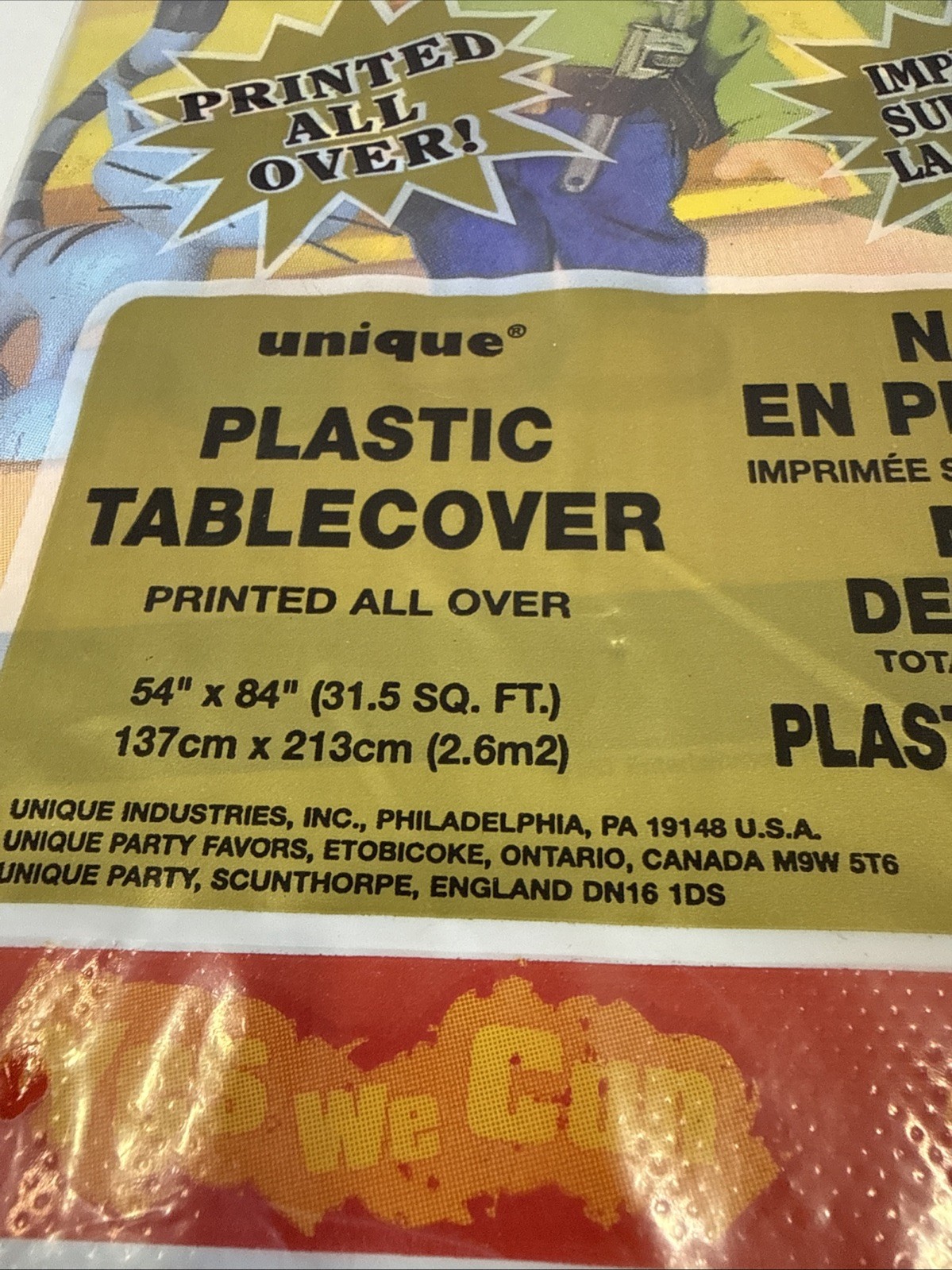 Vintage 2001 Bob The Builder Full Print Party Table Cloth 54" x 84" NEW gallery