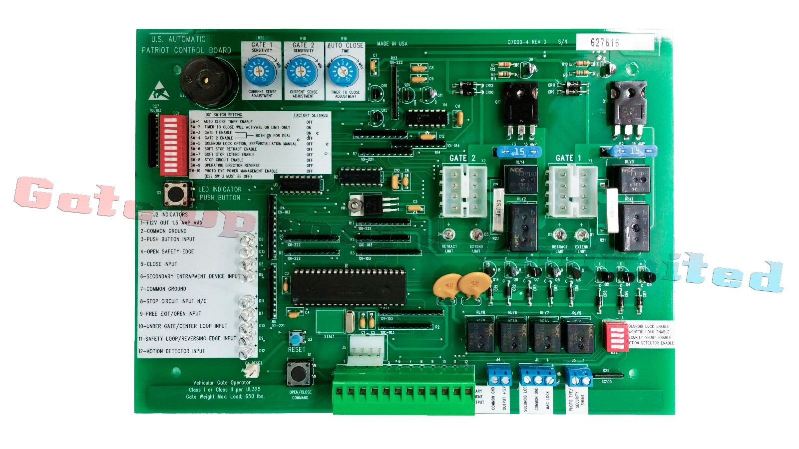 US Automatic Patriot Control Board Gate Operator Q7000 - Circuit Board 500001 gallery