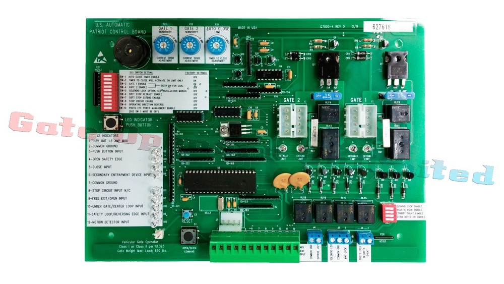 US Automatic Patriot Control Board Gate Operator Q7000 - Circuit Board 500001