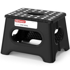 HBTower Folding Step Stool 9 Inch Holds 600 lb Non Slip Surface & Carry Handle