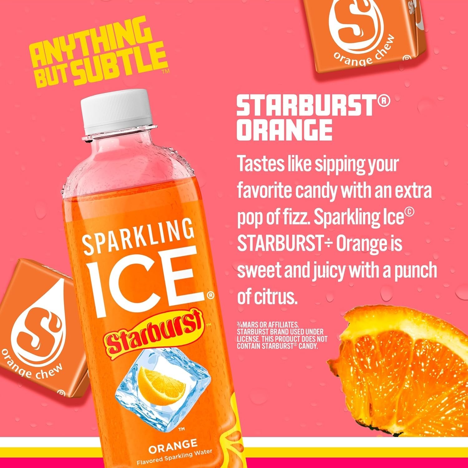 Sparkling Ice STARBURST Orange, Zero Sugar Sparkling Water, 17oz (12 Ct) gallery