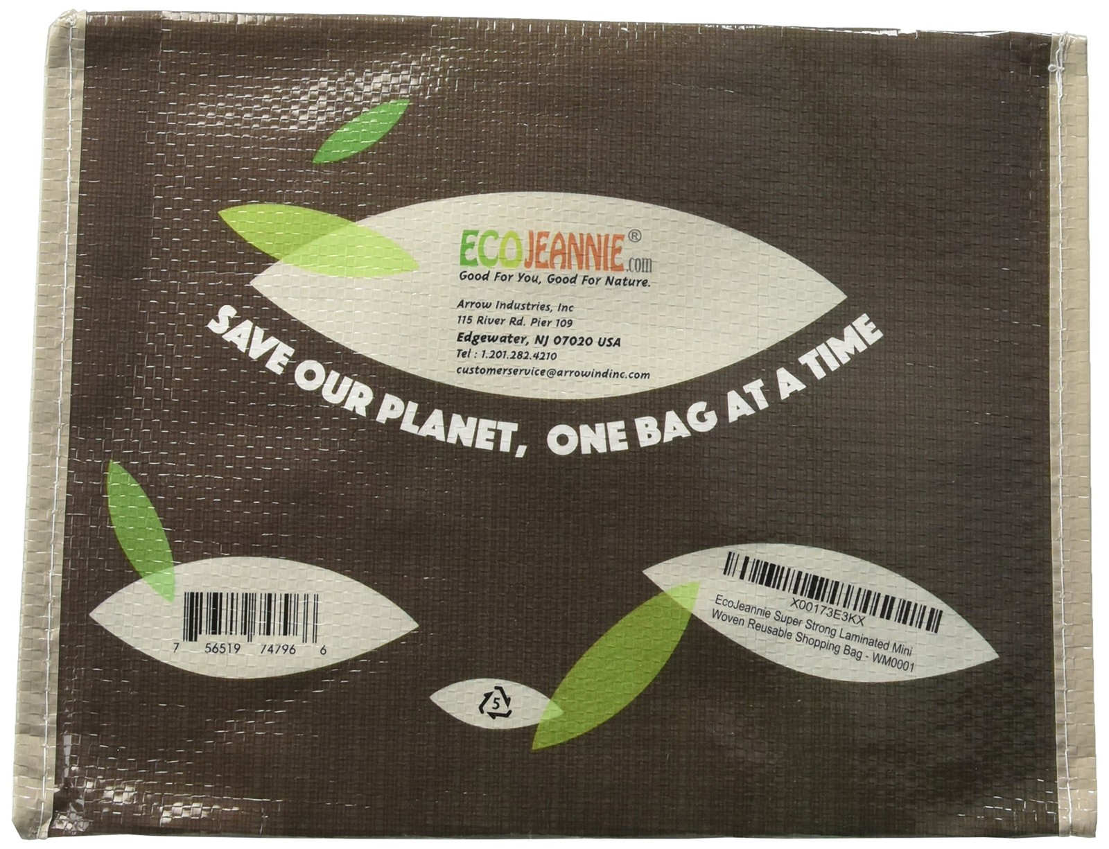 Laminated Mini Woven Reusable Grocery Shopping Bags Recycled Plastic 5 PCS gallery