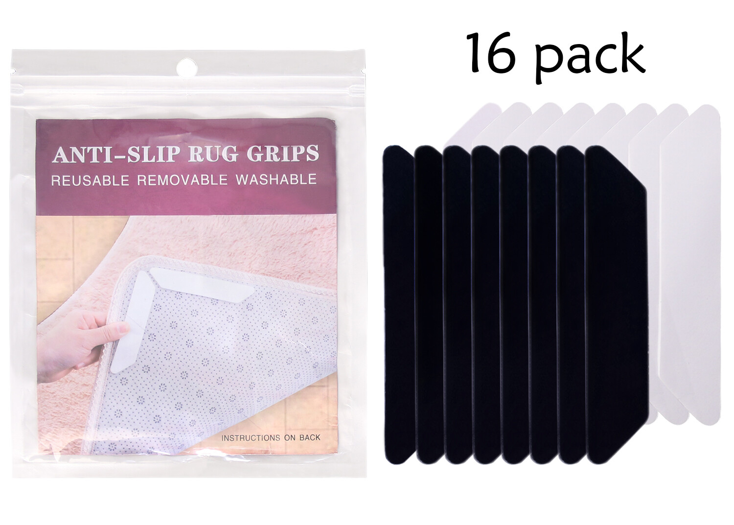 16 Pcs Rug Gripper Double Sided Anti Slip Mat Reusable Washable Carpets Pad Tape gallery