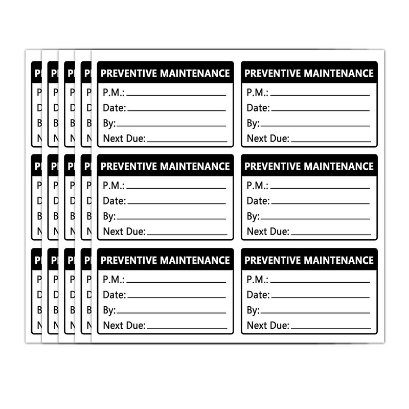 Top label Preventative Maintenance Stickers,3x2 Inch Adhesive 3x2 Inch, White gallery