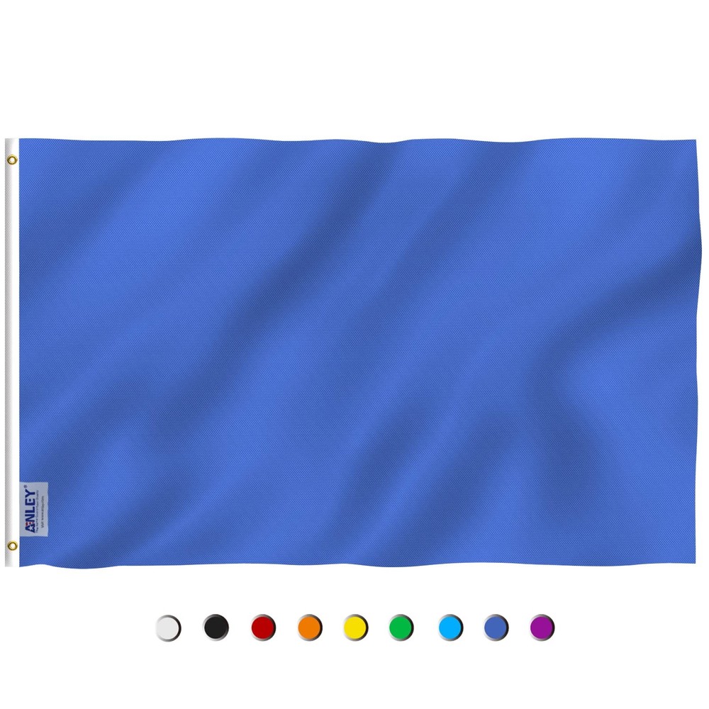 3x5 Solid Blue Flag Heavy Duty Polyester Canvas Header Brass Grommets