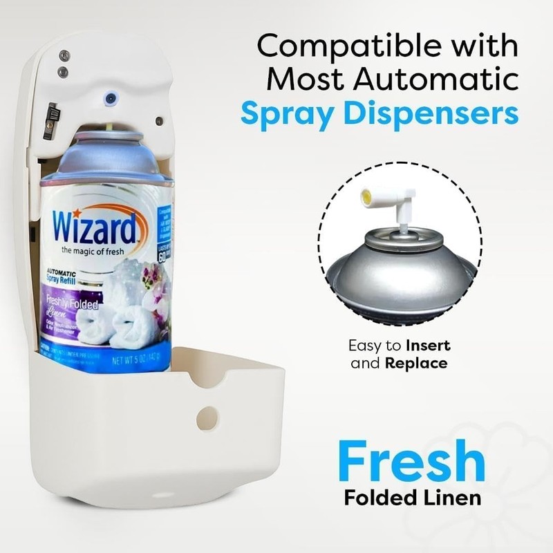 3 Wizard Automatic Spray Refills 5oz Freshly Folded Linen Air Freshener Refill gallery