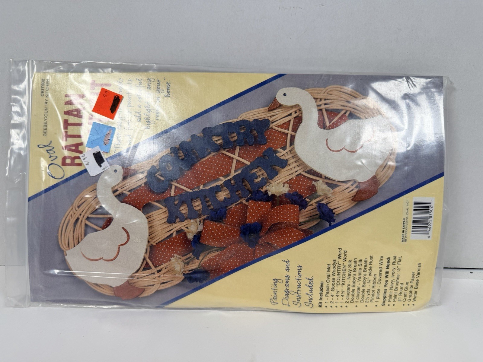 VTG Country Goose Kitchen Wall Decor Rattan Craft Kit NOS gallery