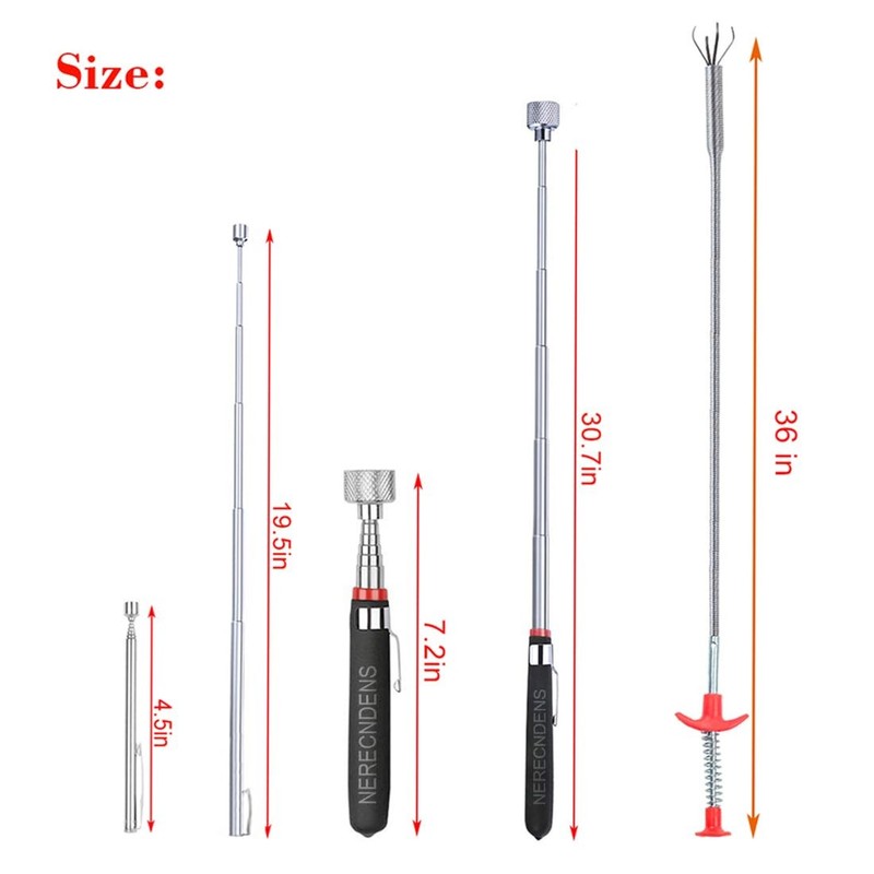 3 Pack Pick-up Tool Set - Extendable Magnetic Pick Up Tools and Flexible... gallery