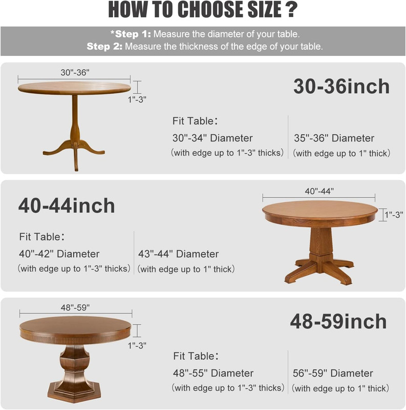Fitted round Table Cloth, Reversible Waterproof Stain Resistant Elastic Stretch gallery