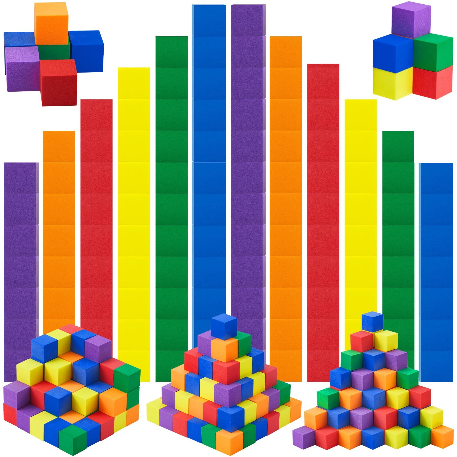 200 PCS 1 Inch Foam Blocks Soft Counting Cubes Math Learning Assorted Colors gallery