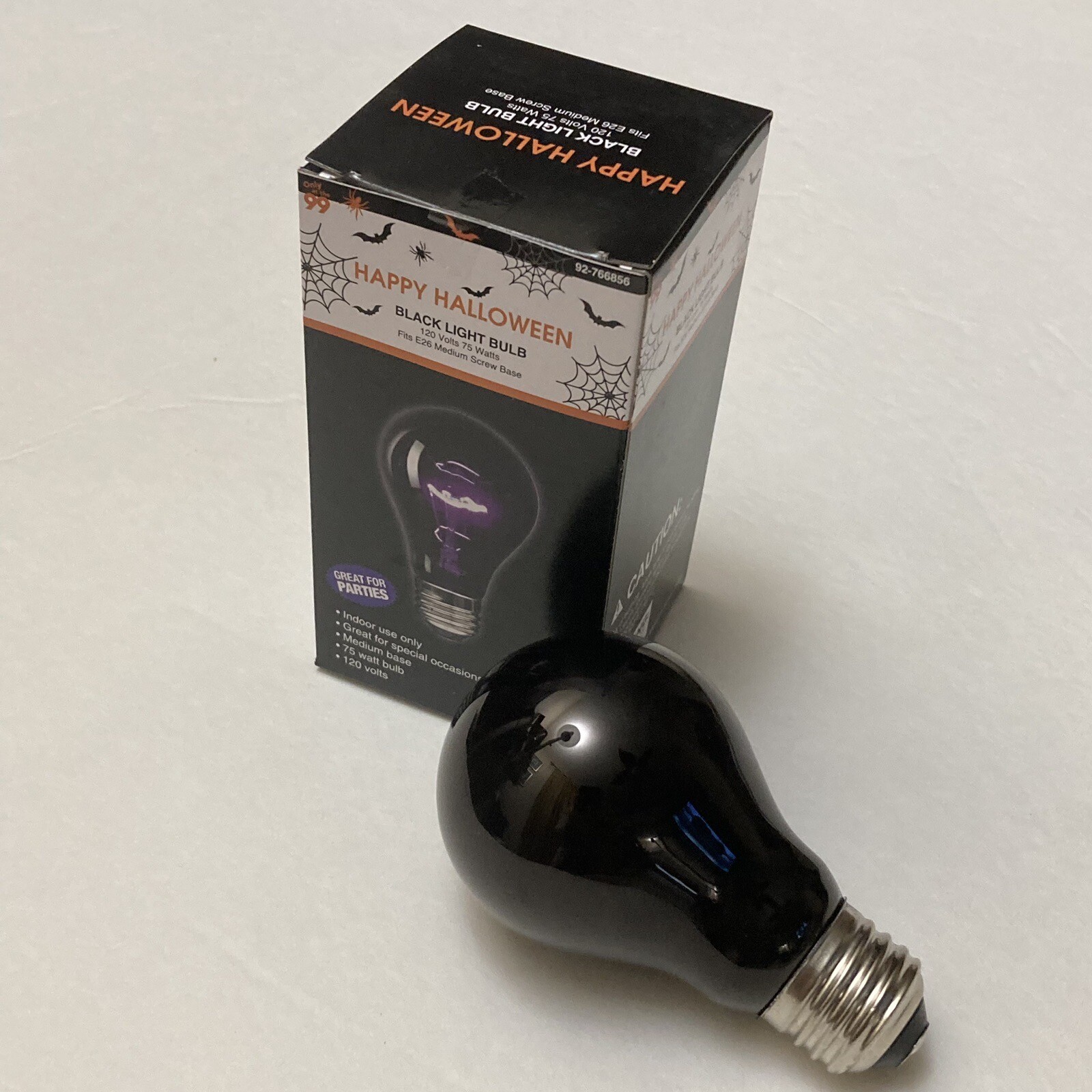 3 Pack BLACK LIGHT Bulbs A19 120V 75W Standard E26 Medium Screw Base Dimmable gallery