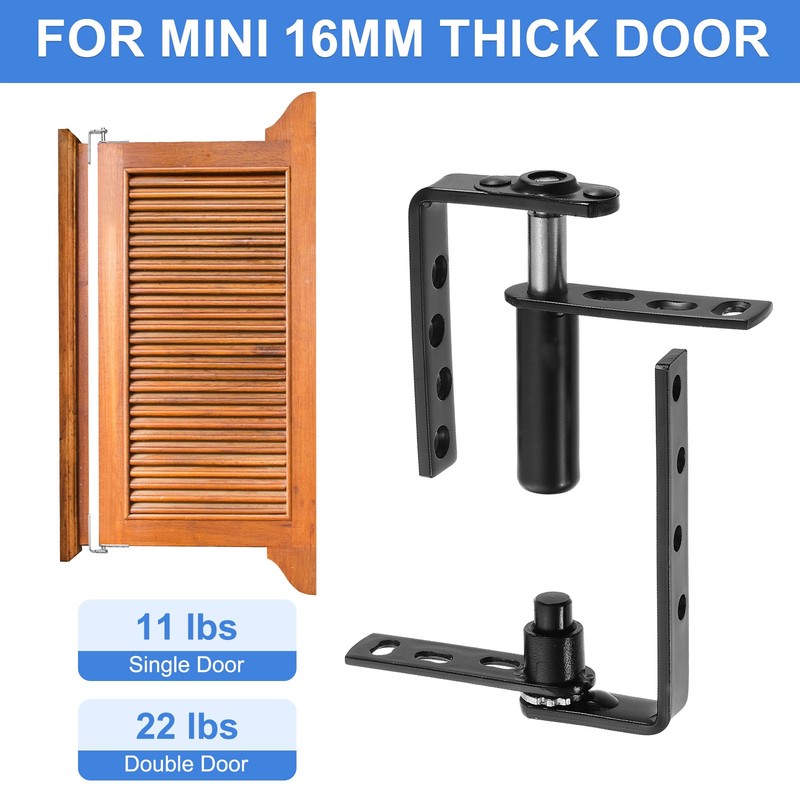 2Set Saloon Door Hinges, Double Swinging Door Hinge 33lbs for 22mm Plate, Black gallery