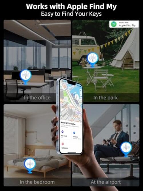 Keychain Tracker, Keys Finder Works Compatible with Find My App (iOS Silver gallery