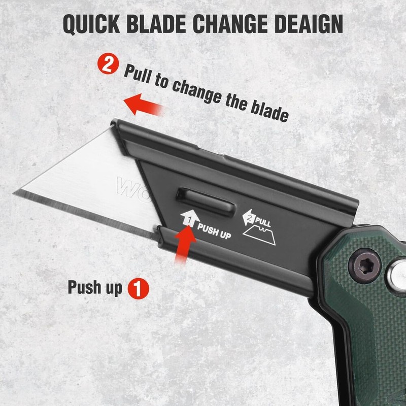WORKPRO 3PCS Folding Utility Knife Box Cutter G10 Handle Axis Quick Change Blade gallery