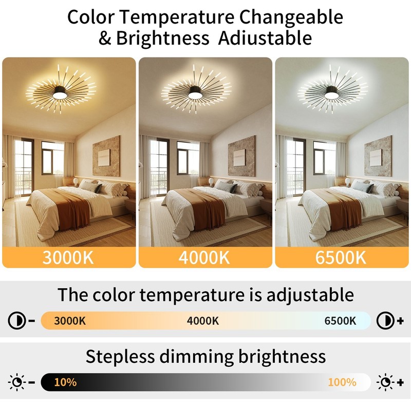42-Light Fireworks Ceiling Light Modern LED Flush Mount Dimmable APP Remote gallery