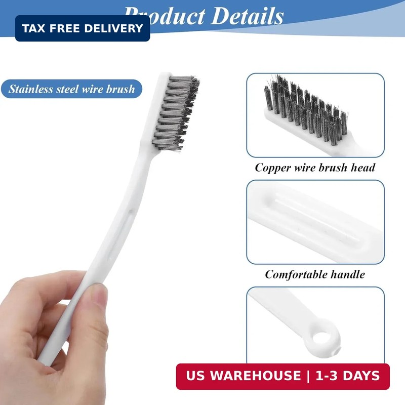 6 Pack Steel Brush Wire Brush Set Small Wire Brushes for Cleaning Metal 6.77in T gallery