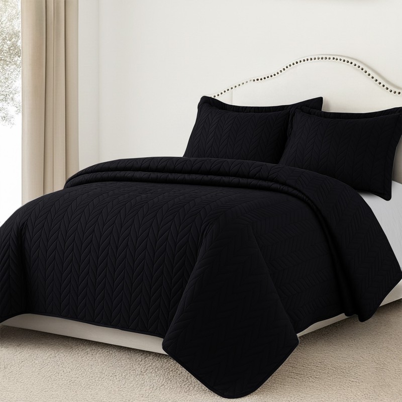 King Size Quilt Bedspread Set Throw Light Weight Quilted Coverlet Bedding Set US gallery