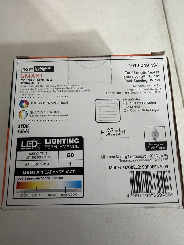 3 Pc Lot - Hampton Bay 10-LED 16.4' Plug-in Mini LED String Light Expansion Set gallery