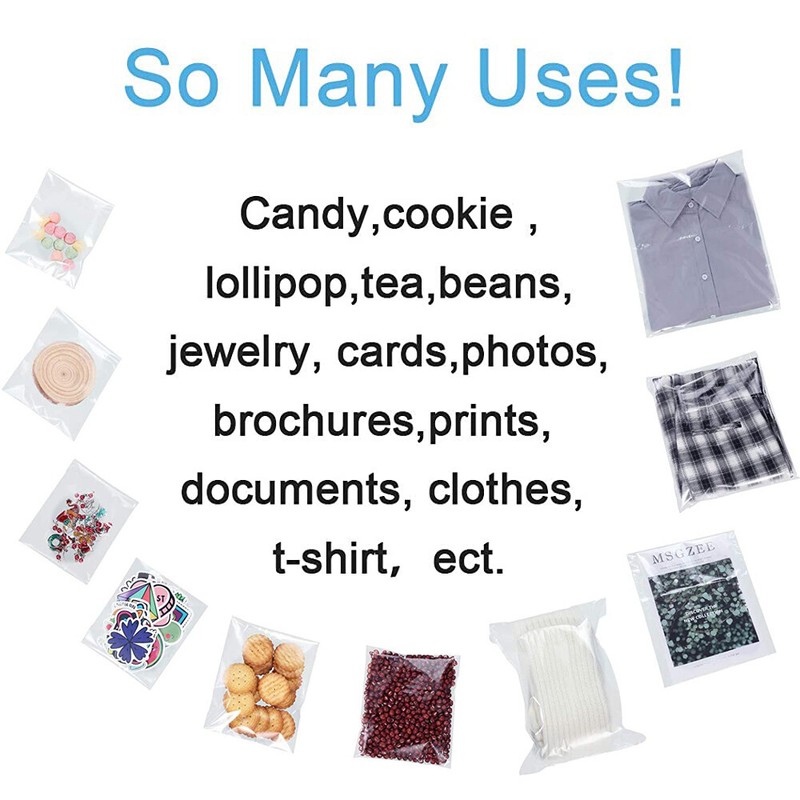 Clear Self Adhesive Resealable Cellophane Bags Seal Cello Lip & Tape Poly OPP US gallery